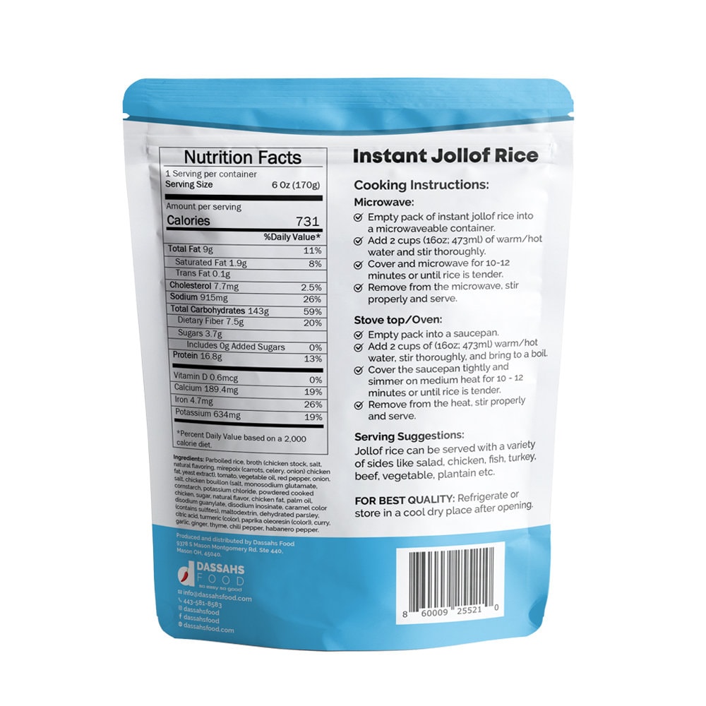 Mild Instant Jollof Rice-quick and Easy Gourmet Meal, Premium Quality ...