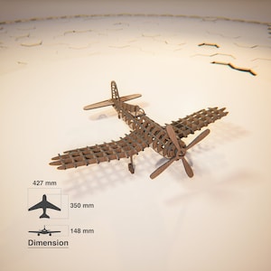 File Svg per aeromobili in legno tagliato al laser Vought F4U Corsair - Piani modello 3D di aeromobili della seconda guerra mondiale - Kit hobby puzzle fai da te per aeromobili File vettoriali Svg