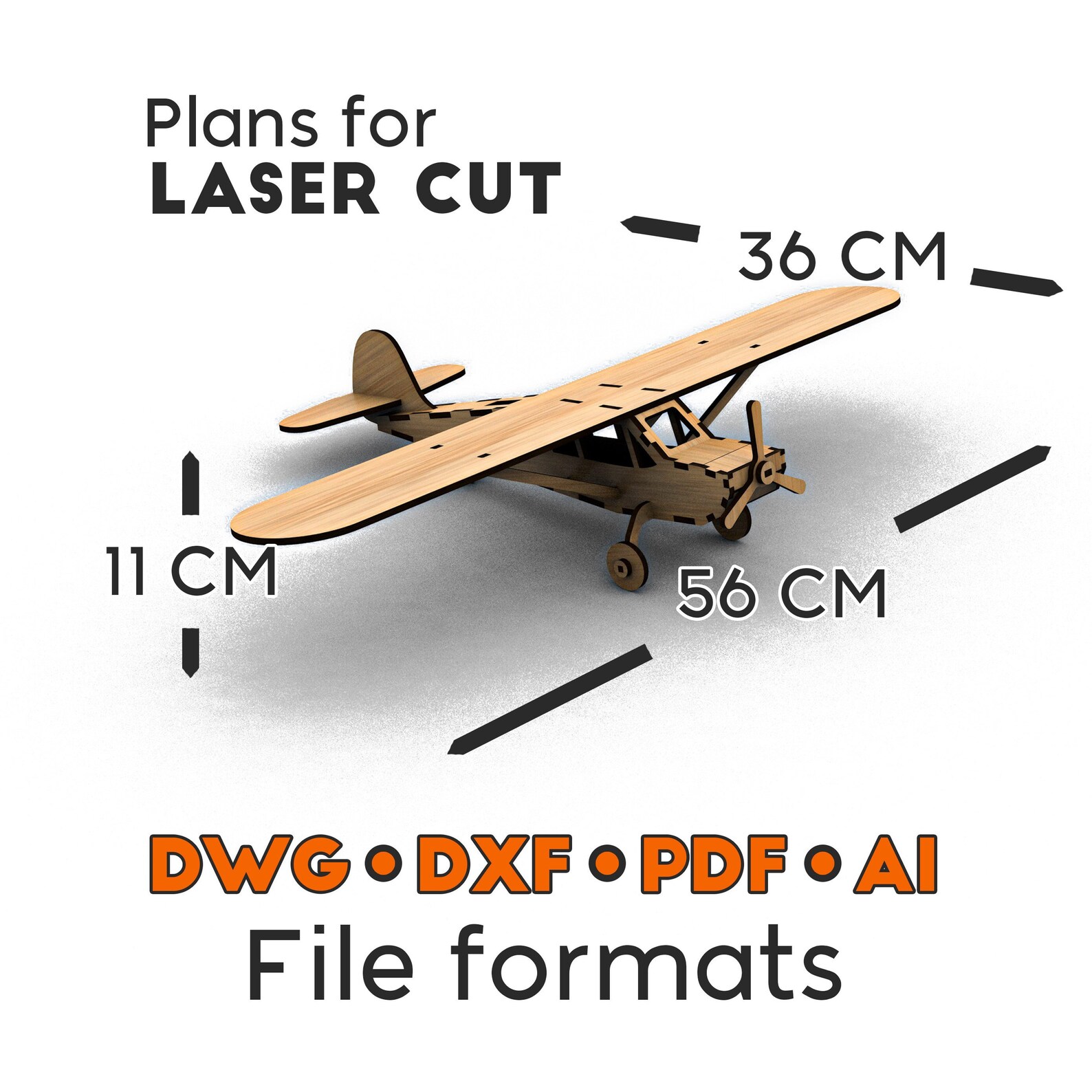Airplane Laser Cut Wood Toy Digital Files for Laser Cutting 3D Model