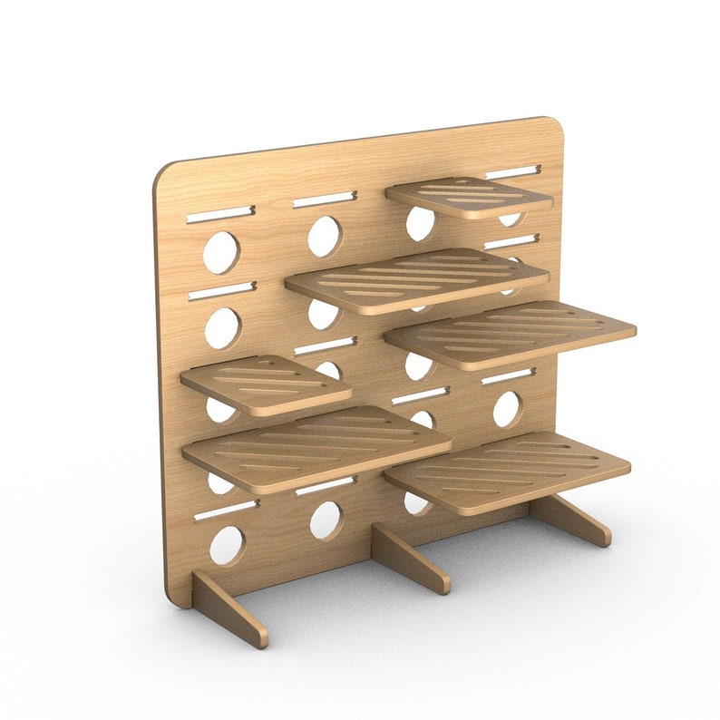 Wooden Pegboard Modular Organizer Shelf, Kitchen Standalone Counter Top Shelf, Multipurpose Organizer image 10