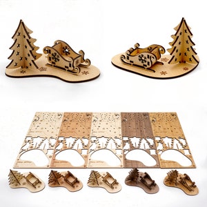 Weihnachtsgeschenk Laser Cut Holz Dekor, Digitale Dateien für das Laserschneiden - 3D Modell - Puzzle Hobby Weihnachtssperrholz Dekor Pläne