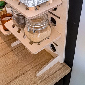 Wooden Pegboard Modular Organizer Shelf, Kitchen Standalone Counter Top Shelf, Multipurpose Organizer image 6