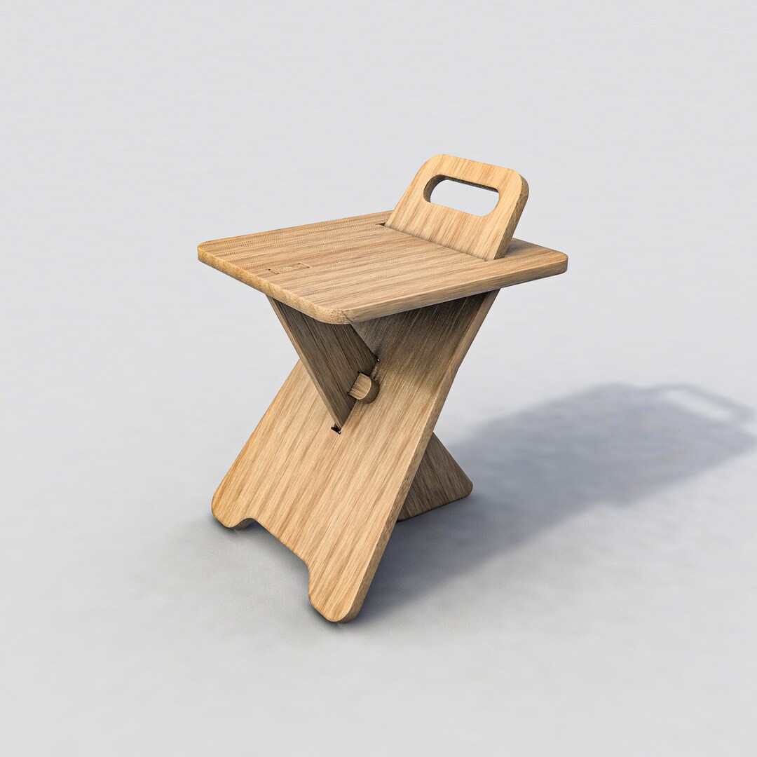Wood Stool Cnc Plan, Wood Furniture Vector Files for Cnc, Wooden Chair