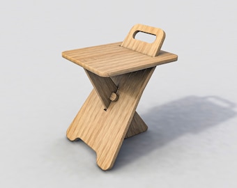 Wood Stool Cnc Plan, Wood Furniture Vector Files For Cnc, Wooden Chair Cnc Router Files, Svg, Pdf, Dxf, Dwg Cnc Plans, Minimal Furniture