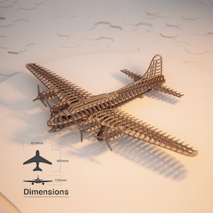Boeing B-17 Flying Fortress Jouet en bois découpé au laser - Plans de modèle 3D - Kit bricolage avion puzzle hobby fichiers Svg