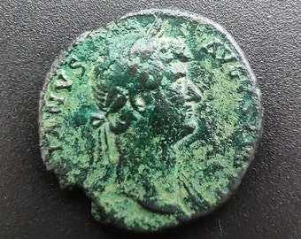 Authentic bronze AS of Emperor Hadrian Roman Coin C2