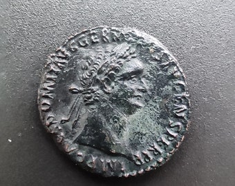 Authentic AS of Emperor Domitian Roman bronze coin