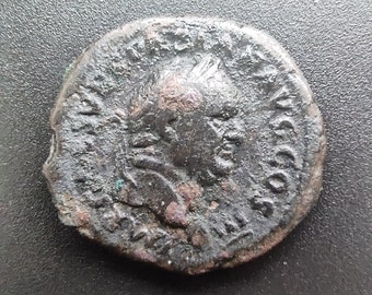 Authentische Bronze-AS des Kaisers Vespasian römische Münze