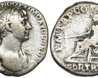 Authentic  denarius Emperor Trajan Roman Coin C2