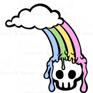 Rainbow Skull Sticker, Cute Vinyl Sticker for Pastel Goth Gifts, Small Candy Skull Design, Colorful Rainbow Decor for Stickers Collection