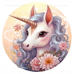 Cute Unicorn Sticker | Colorful Vinyl Art Decal for Water Bottles & Scrapbooking | Adorable Fantasy Decor