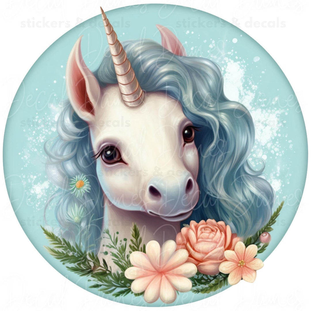 Cute Unicorn Sticker | Colorful Vinyl Decal for Water Bottles ...