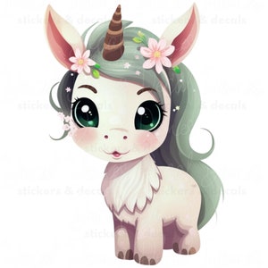 Cute Unicorn Sticker | Vinyl Sticker, Rainbow Unicorn Decal, Perfect for Laptops, Water Bottles & Scrapbooking, Kids&#39; Room Decor