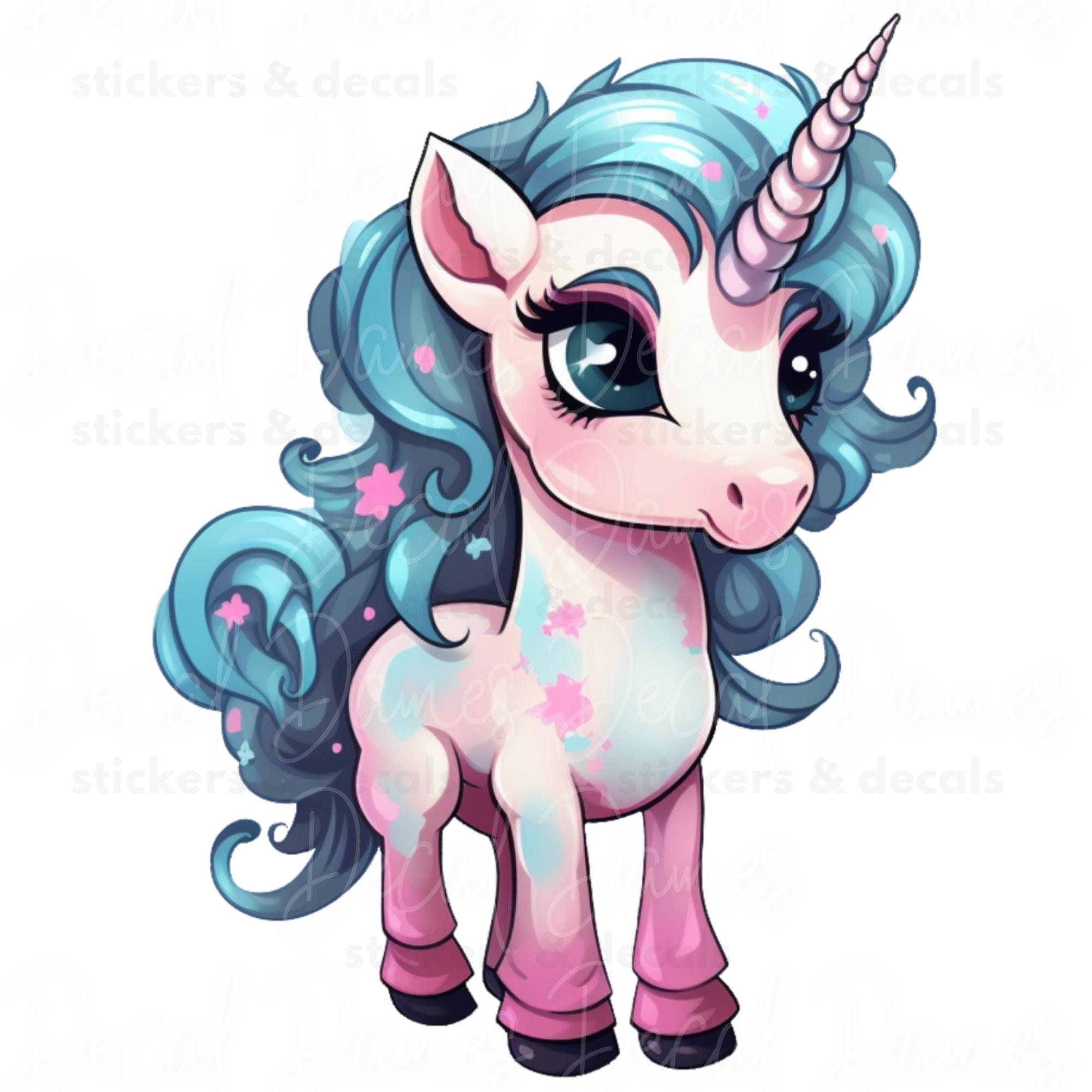Cute Unicorn Sticker | Colorful Vinyl Decal for Water Bottles ...