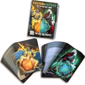 Valor & Villainy W20 Würfelkarten- Eine epische D20 Alternative von echten Gamern. Für DnD 5e und jedes D20 TTRPG. 2 Decks in jeder Draw20 Box!