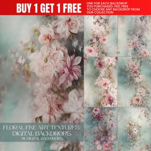 16 Blue Floral Fine Art Textures, Flower Background, Photoshop Overlays, Photo Texture, Photo Overlay, Maternity Backdrop