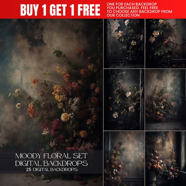 25 moody Floral Texture Backdrop Overlays, Maternity Backdrop Overlays, Beautiful Flower Studio Digital Backdrop Overlays for Photoshop