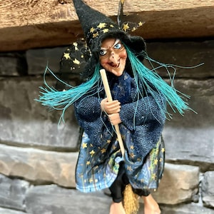Decorative Kitchen Witch Dolores blue | Handmade