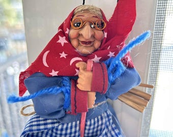 Decorative Kitchen Witch Opalina blue | Handmade