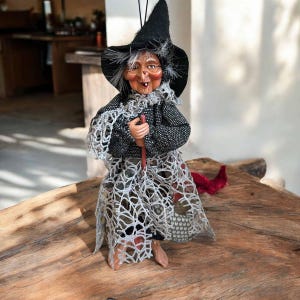 Decorative Kitchen Witch Isadora grey | Handmade