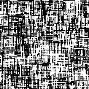 May include: Abstract black and white digital art with a geometric pattern of overlapping squares and lines.