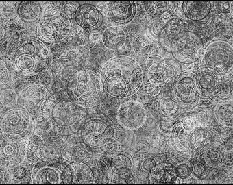 May include: Abstract black and white digital art print featuring a pattern of overlapping circles.