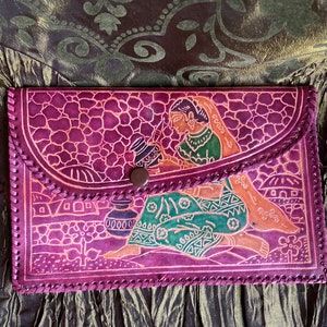 Bohemian Vintage Genuine Leather Clutch- Made in India
