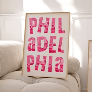Philadelphia Disco Letters Wall Art, Trendy Philly Wall Art, PHL Cityscape Art Print, Philadelphia Pennsylvania Art, Philly Art Illustration