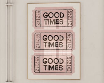 Cartel de entradas de buenos tiempos, naipes de moda, arte de pared, arte de pared maximalista, personaje principal funky, impresión de arte energético, chicas son decoración femenina