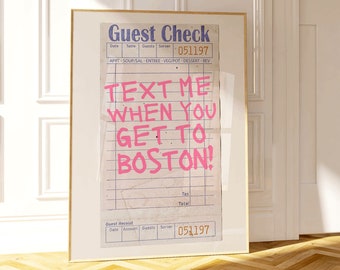 Trendy Boston Art Print, Boston Wall Art, Boston Cityscape Home Decor, Massachusetts Travel Print, Preppy New England Art, Custom City Art