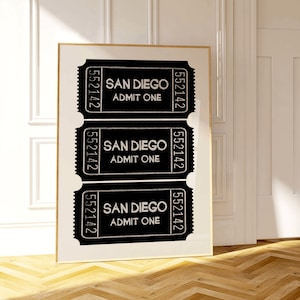 San Diego Wall Art, Retro California Home Decor, Bay Area Art Print, Y2K Poster, Trendy San Diego Map Print, Bar Cart Art, California Gift
