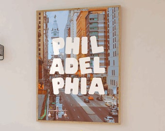 Philadelphia Vintage Photography Art, Retro Philly Wall Art, Trendy PHL Art Print, City of Brotherly Love Art, Trendy Philly PA Illustration