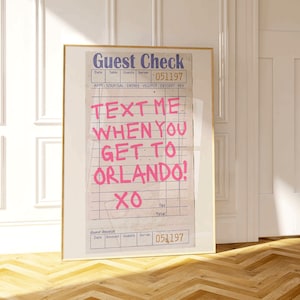 Orlando kunst aan de muur, retro Florida kunst aan de muur, trendy FL Art Print, Lake Eola kunst, Y2K kunst aan de muur, headline print, sms me als je in Orlando aankomt