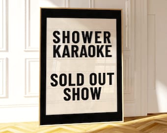 Girly Bathroom Wall Art, Y2K Aesthetic Bathroom Art, Maximalist Preppy Poster, Shower Karaoke Wall Art, College Dorm Art, Sing In The Shower
