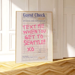 Kunst aan de muur Seattle, retro poster Washington, gastcheck Art Print, Y2K-print, trendy kaartprint Seattle, sms me als je naar Seattle gaat, PNW