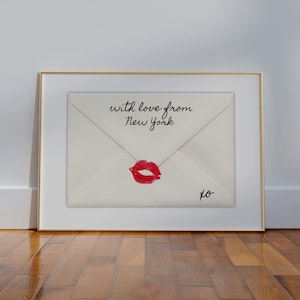 Impressão de arte de parede da cidade de Nova York, com amor de Nova York, estética de coquete de garota do centro da cidade, impressão de carta de amor, arte de localização personalizada, presente de NYC