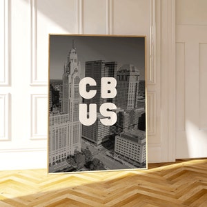 Columbus Ohio Art Print, Columbus Retro Fotografie Wandkunst, Trendy Columbus Poster, CBUS Stadtbild Dekor, Columbus Wahrzeichen Illustration