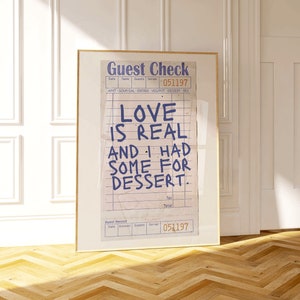 Liefde is echte typografie poster meisje diner partij kunst retro keuken kunst aan de muur gast check muur kunst bar kar Art Print maximalistische eclectische kunst