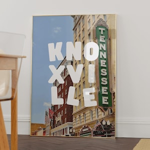 Knoxville Wall Art, Retro Tennessee Poster, Knoxville Tennessee Cityscape Skyline Art Print, Custom Location Wall Art, Knoxville Moving Gift