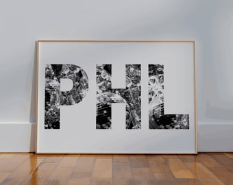 Philadelphia Disco Letters Wall Art, Trendy Philly Wall Art, PHL Cityscape Art Print, Philadelphia Pennsylvania Art, Philly Art Illustratie