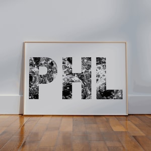Philadelphia Disco Letters Wandkunst, Trendy Philly Wandkunst, PHL Stadtbild Kunstdruck, Philadelphia Pennsylvania Kunst, Philly Art Illustration