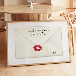 Charlotte North Carolina Wall Art, With Love From Charlotte, Coquette Love Letter Art, Custom Location Print, North Carolina Moving Gift