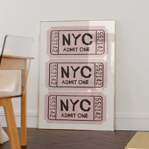 New York City Wandkunst, Y2K New York Wandkunst, NYC Stadtbild Druck, Innenstadt Mädchen Kunst, altes Geld ästhetische Kunst, Retro Kinokarte Kunstdruck