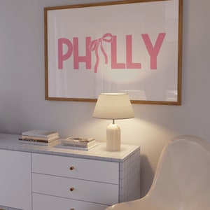 Philadelphia Wall Art, Coquette Room Decor, Philly Art Print, PHL Cityscape Poster, Philadelphia Pennsylvania Art, Philly Landmarks, PA Gift