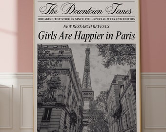 Paris Wall Art, Coquette Room Decor, Y2K Printable Art, Downtown Girl Art Print, Girlycore Decor, Newspaper Wall Art, Old Money Aesthetic