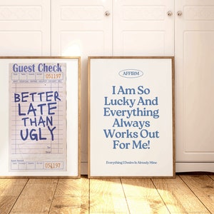 Retro Guest Check Better Late Than Ugly Poster Woman Bathroom Decor Coke In The Bathroom Preppy Funky Wall Art College Dorm Decor Print image 2