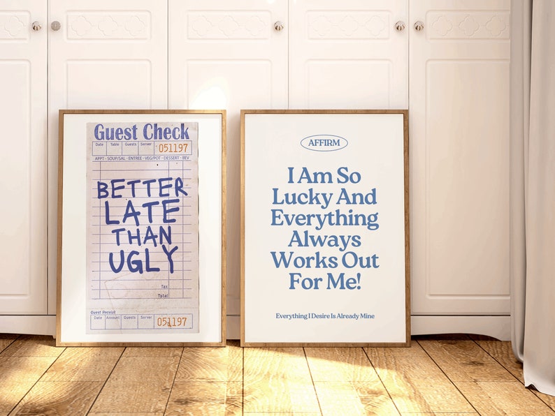 Retro Guest Check Better Late Than Ugly Poster Woman Bathroom Decor Coke In The Bathroom Preppy Funky Wall Art College Dorm Decor Print image 2