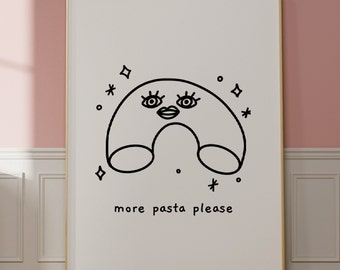 Pasta Night Art, Mac and Cheese Print, Dinner Party Wall Art, Coquette Room Decor, Wine and Cheese Club, Spaghetti Gift, Girl Dinner Print