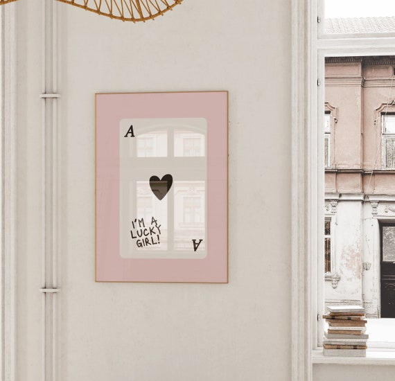 Lucky Girl Syndrome Print Aesthetic Manifestation Art Lucky You Decor Lucky Girl Era Poster Playing Card Poster Y2K Preppy Maximalist Art