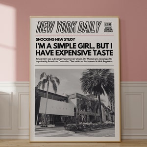 Modny plakat ścienny z gazetą Y2K Estetyczna dziewczyna szefowa sztuka Maksymalistyczna sztuka Preppy Sugar Daddy Print Jestem bogatym człowiekiem Dekoracja Drogi smak Sztuka